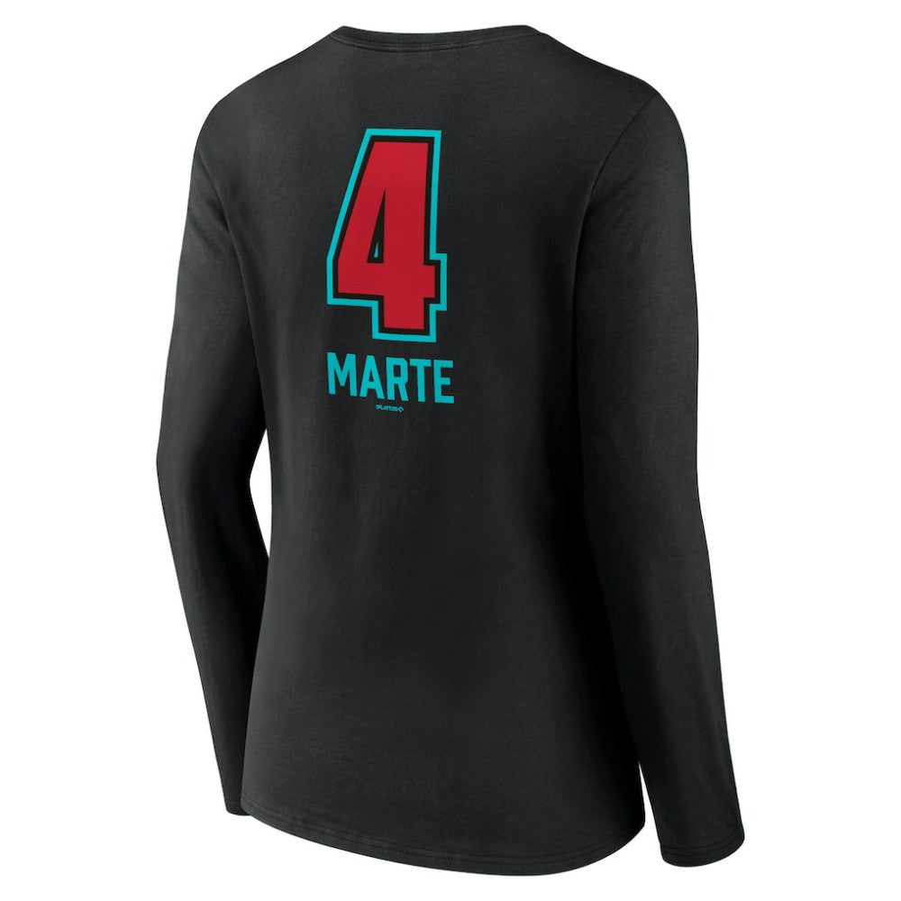 Ketel Marte Arizona Diamondbacks Women's Name & Number Fastball V-Neck Long Sleeve T-Shirt - MLB