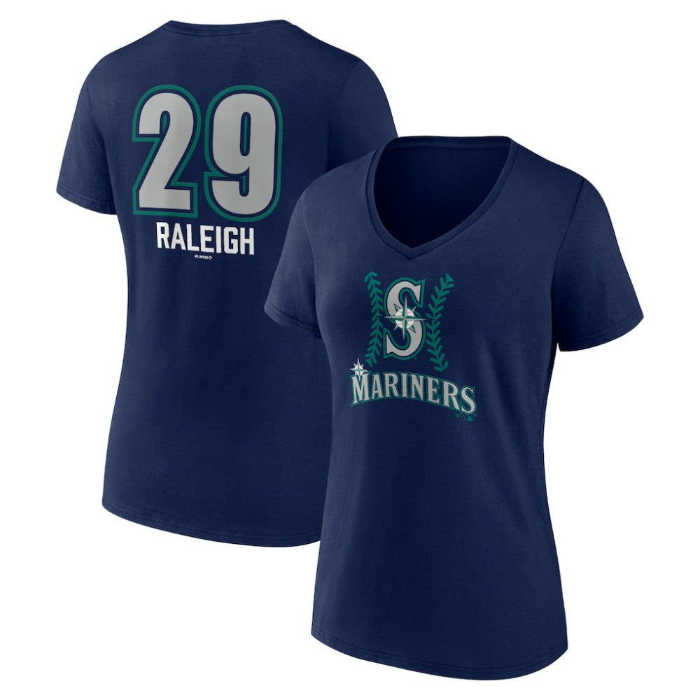 Cal Raleigh Seattle Mariners Women's Name & Number Fastball V-Neck T-Shirt - MLB