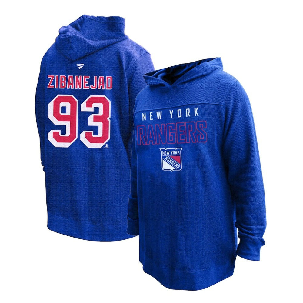 Mika Zibanejad New York Rangers Profile Women's Plus Size Name & Number Thermal Pullover Hoodie - Blue - NHL