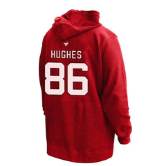 Jack Hughes New Jersey Devils Profile Women's Plus Size Name & Number Thermal Pullover Hoodie - Red - NHL