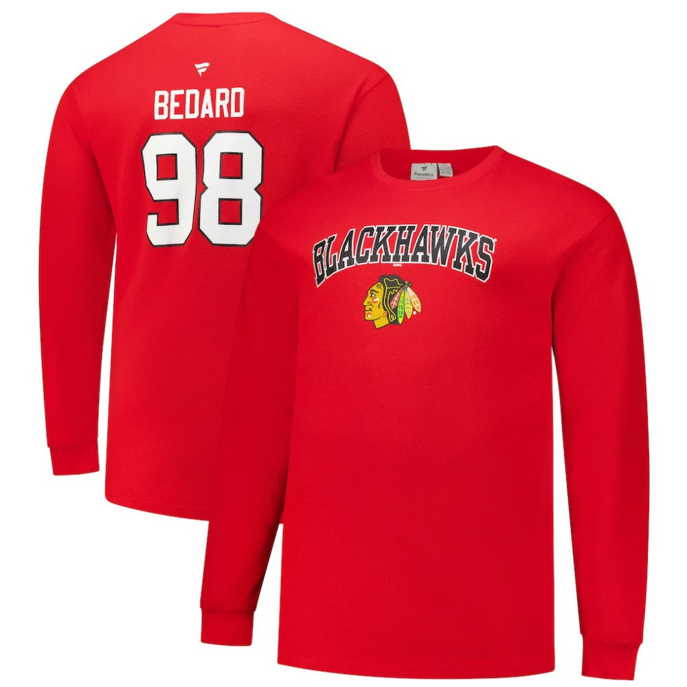 Connor Bedard Chicago Blackhawks Profile Big & Tall Name & Number Thermal Pullover Sweatshirt - Red - NHL