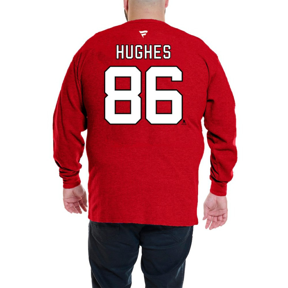 Jack Hughes New Jersey Devils Profile Big & Tall Name & Number Thermal Pullover Sweatshirt - Red - NHL