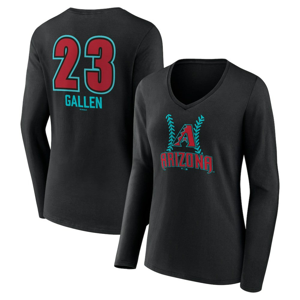 Zac Gallen Arizona Diamondbacks Women's Name & Number Fastball V-Neck Long Sleeve T-Shirt - MLB