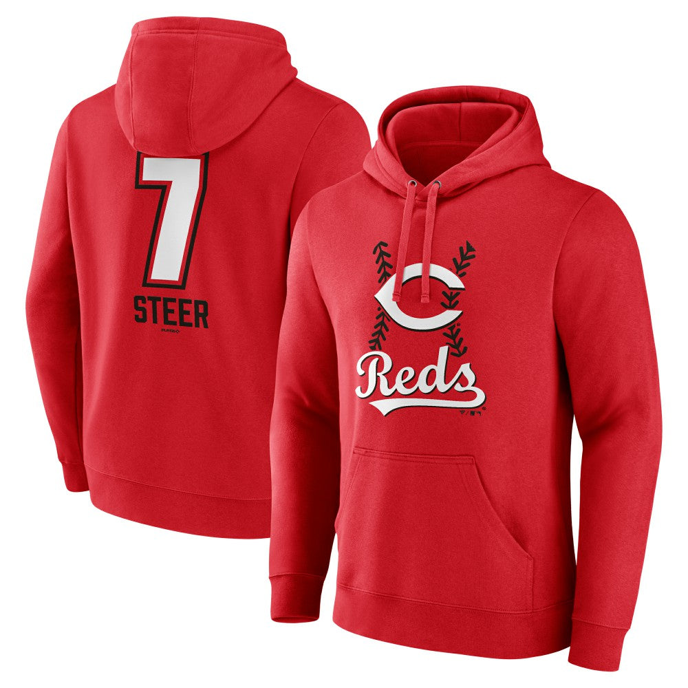 Spencer Steer Cincinnati Reds Name & Number Fastball Pullover Hoodie - MLB