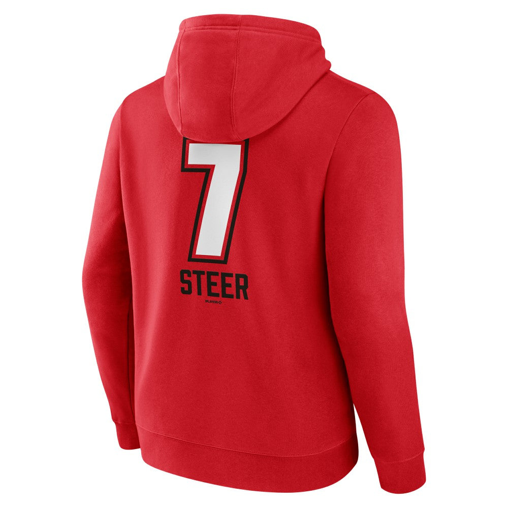 Spencer Steer Cincinnati Reds Name & Number Fastball Pullover Hoodie - MLB
