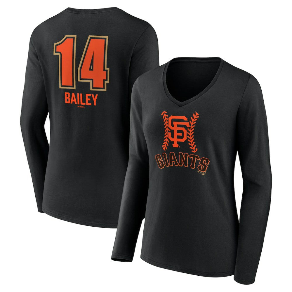 Patrick Bailey San Francisco Giants Women's Name & Number Fastball V-Neck Long Sleeve T-Shirt - MLB