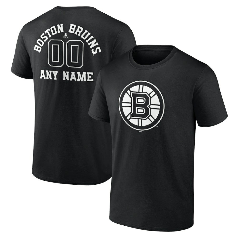 Boston Bruins Personalized Name & Number Monochrome T-Shirt - Black - NHL