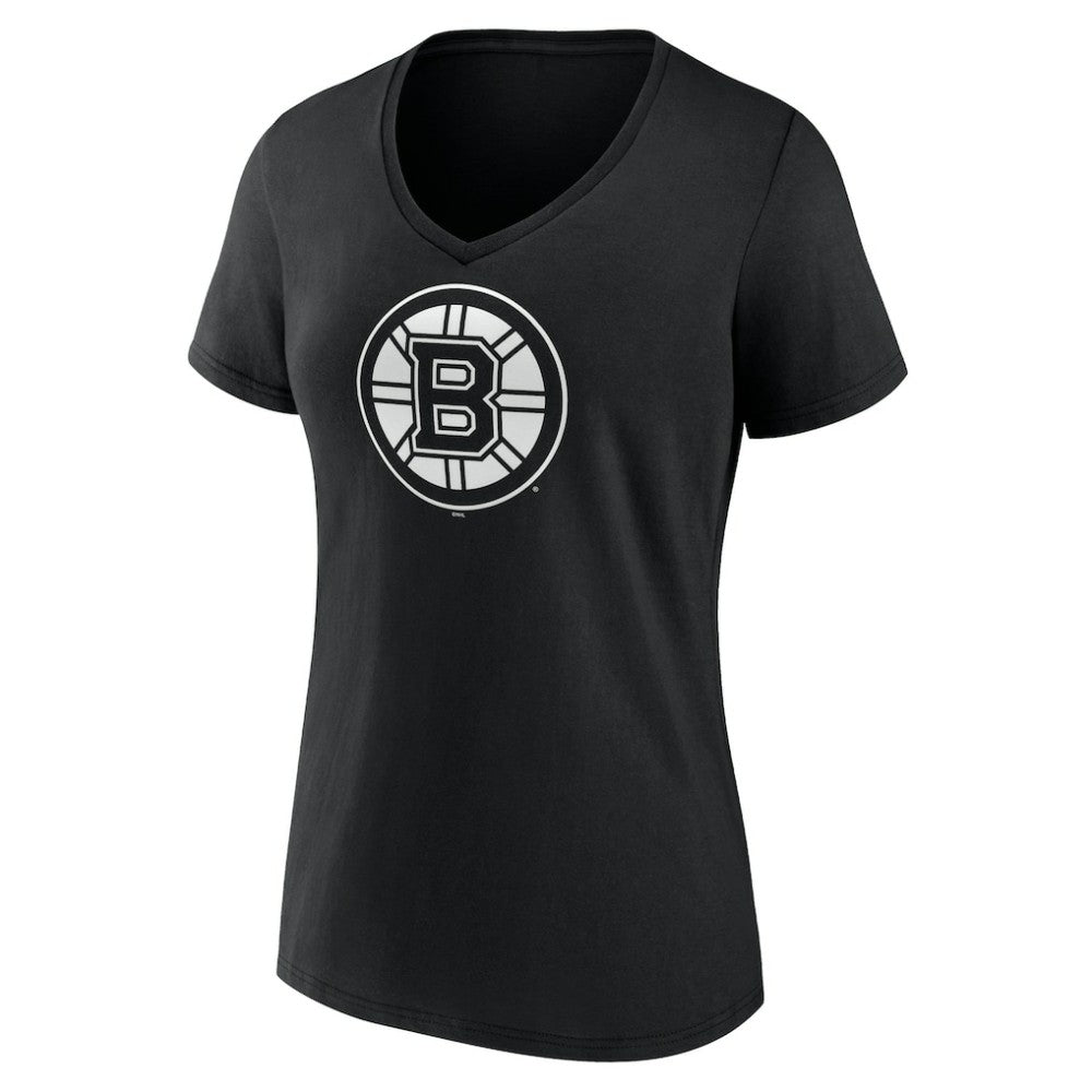 Boston Bruins Women's Personalized Name & Number Monochrome V-Neck T-Shirt - Black - NHL