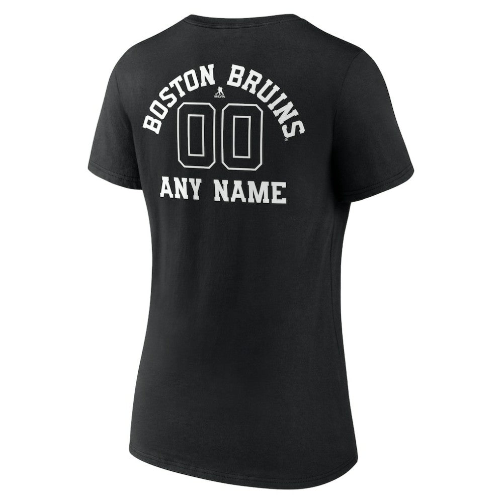 Boston Bruins Women's Personalized Name & Number Monochrome V-Neck T-Shirt - Black - NHL