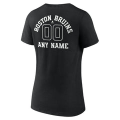 Boston Bruins Women's Personalized Name & Number Monochrome V-Neck T-Shirt - Black - NHL