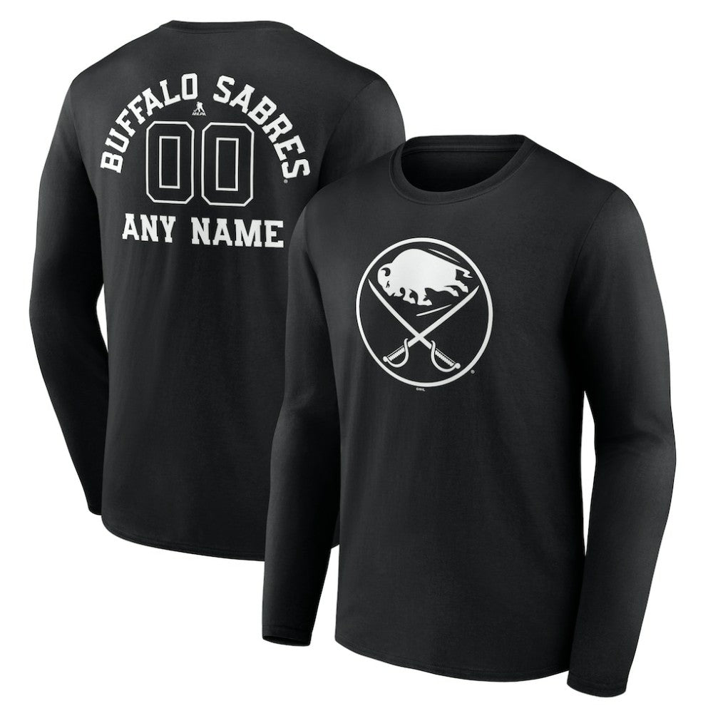 Buffalo Sabres Personalized Name & Number Monochrome Long Sleeve T-Shirt - Black - NHL