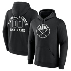 Buffalo Sabres Personalized Name & Number Monochrome Pullover Hoodie - Black - NHL
