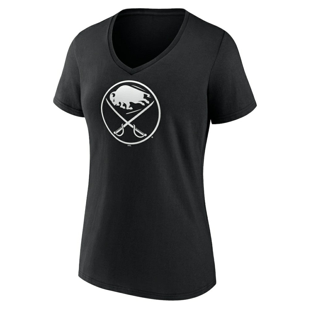 Buffalo Sabres Women's Personalized Name & Number Monochrome V-Neck T-Shirt - Black - NHL