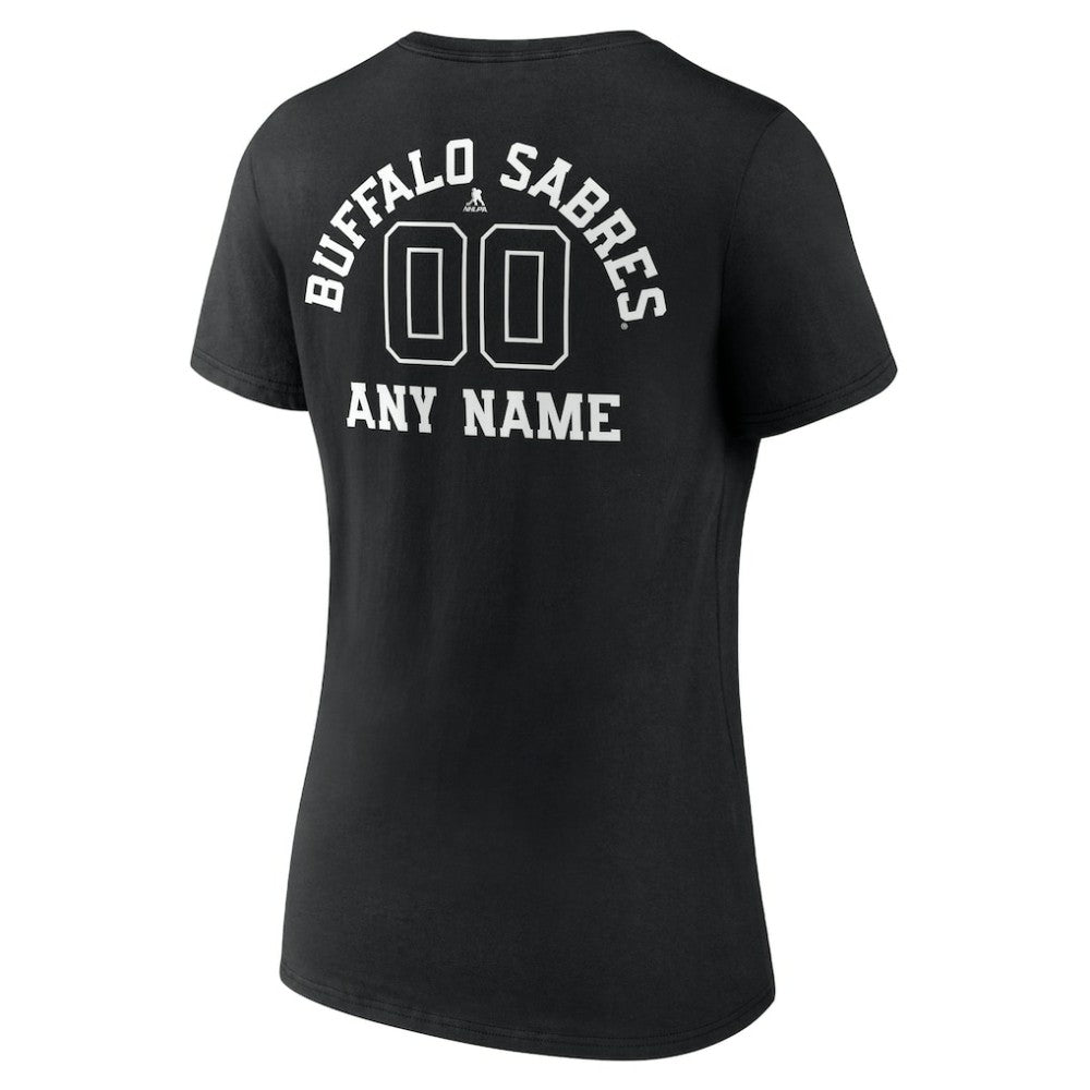 Buffalo Sabres Women's Personalized Name & Number Monochrome V-Neck T-Shirt - Black - NHL