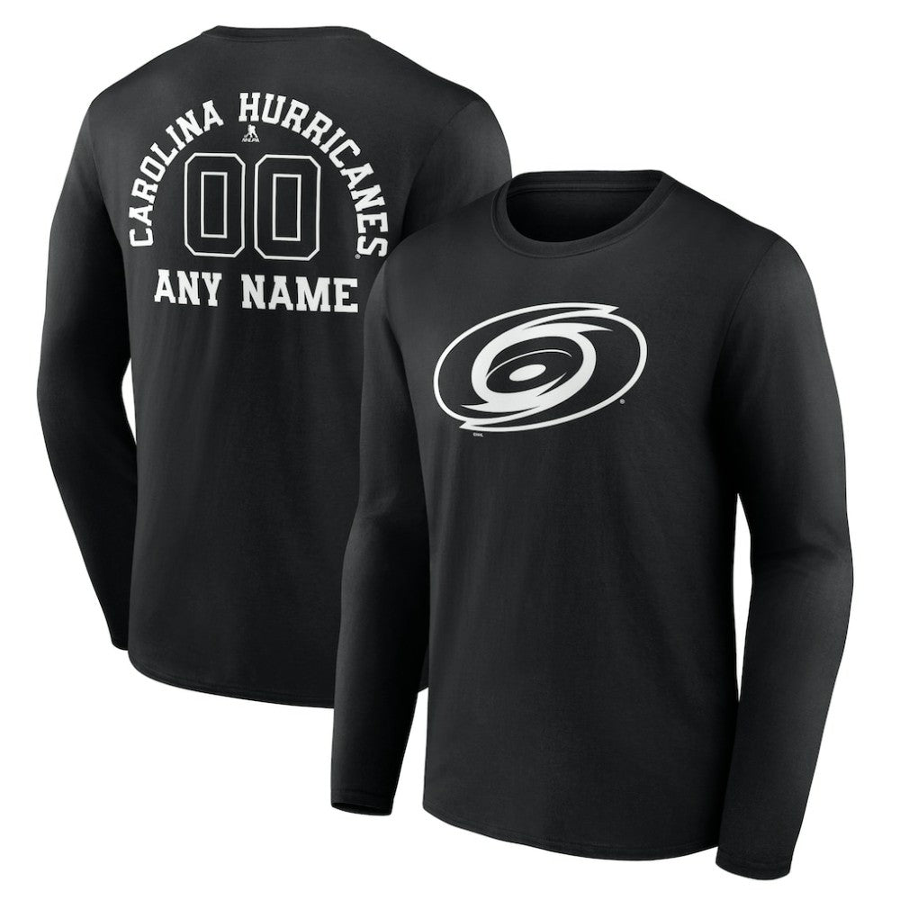 Carolina Hurricanes Personalized Name & Number Monochrome Long Sleeve T-Shirt - Black - NHL
