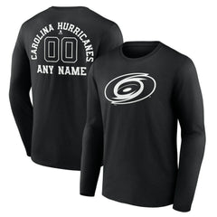 Carolina Hurricanes Personalized Name & Number Monochrome Long Sleeve T-Shirt - Black - NHL