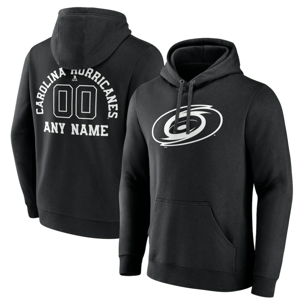 Carolina Hurricanes Personalized Name & Number Monochrome Pullover Hoodie - Black - NHL