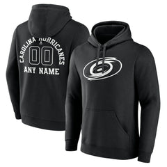 Carolina Hurricanes Personalized Name & Number Monochrome Pullover Hoodie - Black - NHL