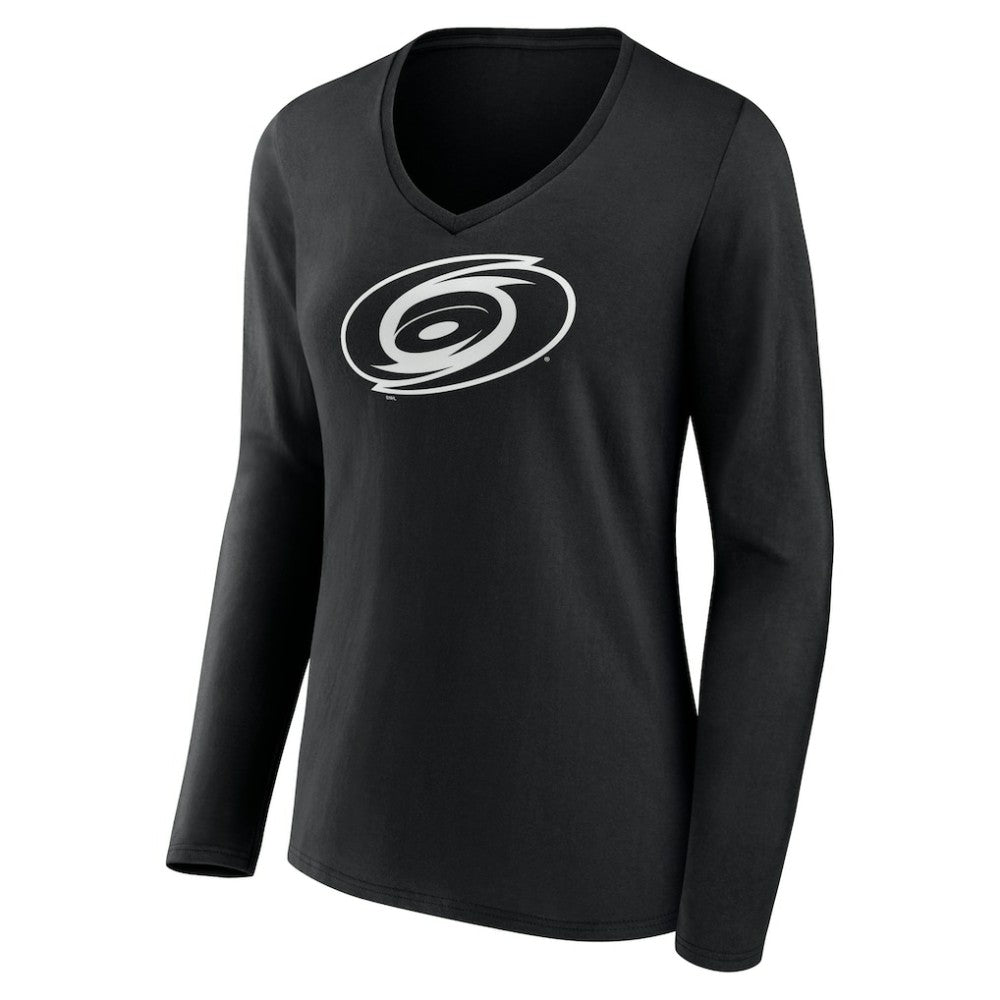 Carolina Hurricanes Women's Personalized Name & Number Monochrome Long Sleeve V-Neck T-Shirt - Black - NHL