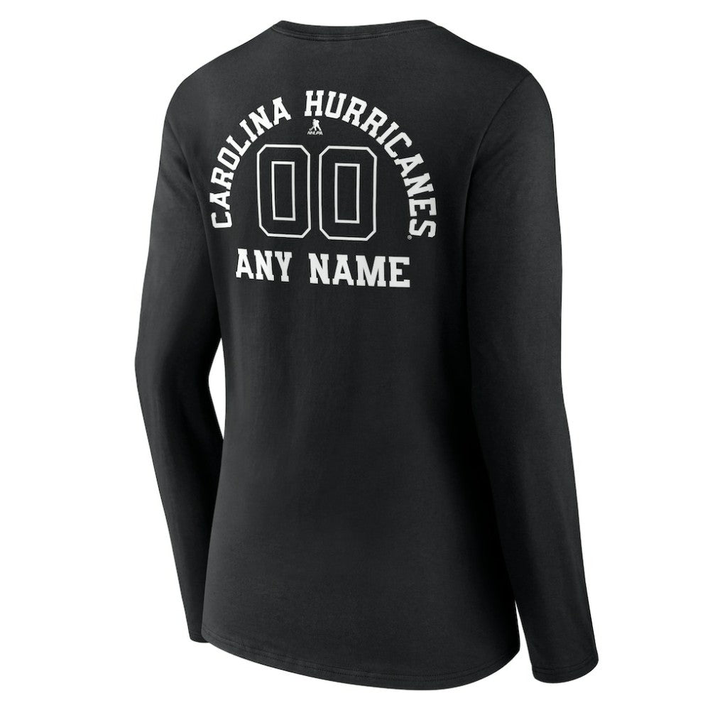 Carolina Hurricanes Women's Personalized Name & Number Monochrome Long Sleeve V-Neck T-Shirt - Black - NHL