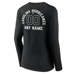 Carolina Hurricanes Women's Personalized Name & Number Monochrome Long Sleeve V-Neck T-Shirt - Black - NHL