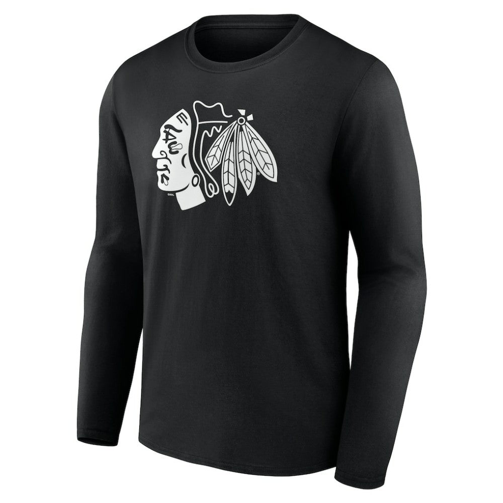 Chicago Blackhawks Personalized Name & Number Monochrome Long Sleeve T-Shirt - Black - NHL