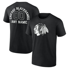 Chicago Blackhawks Personalized Name & Number Monochrome T-Shirt - Black - NHL