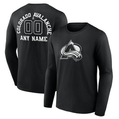 Colorado Avalanche Personalized Name & Number Monochrome Long Sleeve T-Shirt - Black - NHL