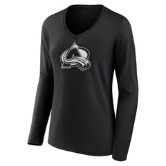 Colorado Avalanche Women's Personalized Name & Number Monochrome Long Sleeve V-Neck T-Shirt - Black - NHL