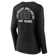 Colorado Avalanche Women's Personalized Name & Number Monochrome Long Sleeve V-Neck T-Shirt - Black - NHL