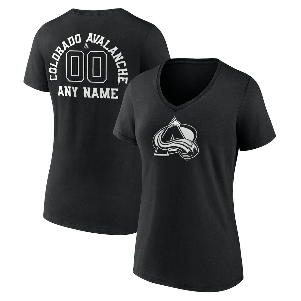 Colorado Avalanche Women's Personalized Name & Number Monochrome V-Neck T-Shirt - Black - NHL