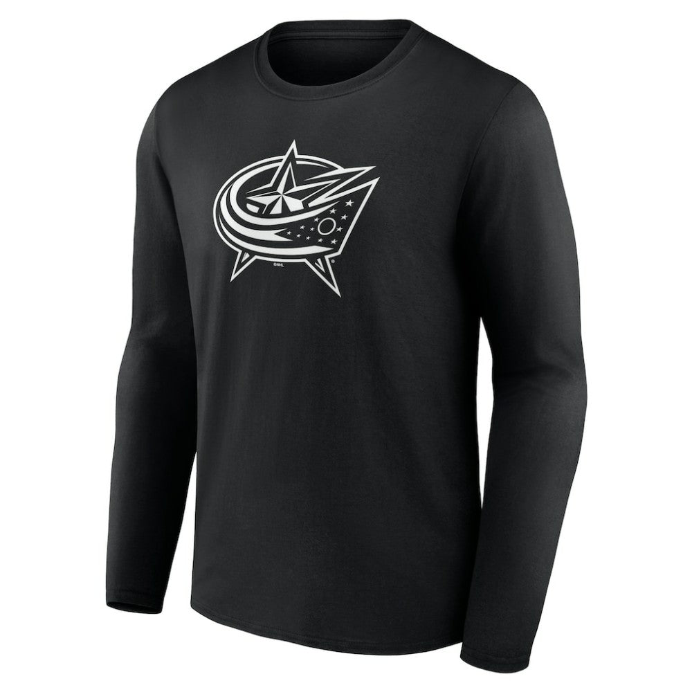 Columbus Blue Jackets Personalized Name & Number Monochrome Long Sleeve T-Shirt - Black - NHL