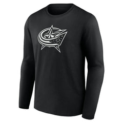 Columbus Blue Jackets Personalized Name & Number Monochrome Long Sleeve T-Shirt - Black - NHL