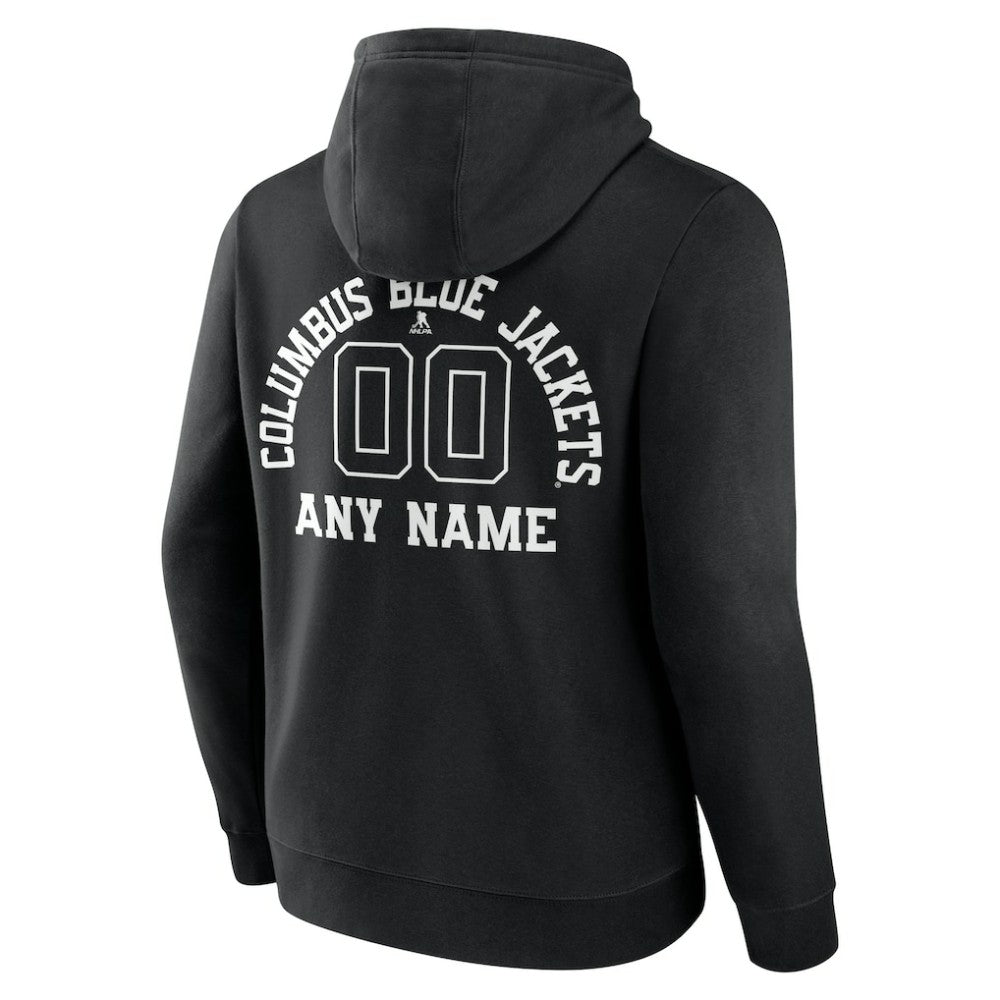 Columbus Blue Jackets Personalized Name & Number Monochrome Pullover Hoodie - Black - NHL