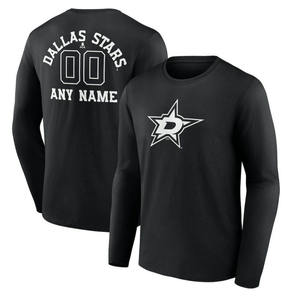 Dallas Stars Personalized Name & Number Monochrome Long Sleeve T-Shirt - Black - NHL