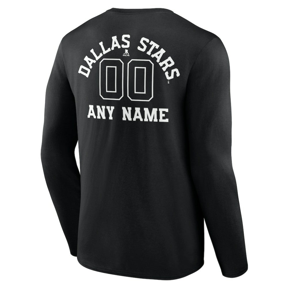 Dallas Stars Personalized Name & Number Monochrome Long Sleeve T-Shirt - Black - NHL