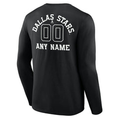 Dallas Stars Personalized Name & Number Monochrome Long Sleeve T-Shirt - Black - NHL
