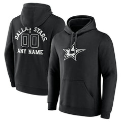 Dallas Stars Personalized Name & Number Monochrome Pullover Hoodie - Black - NHL