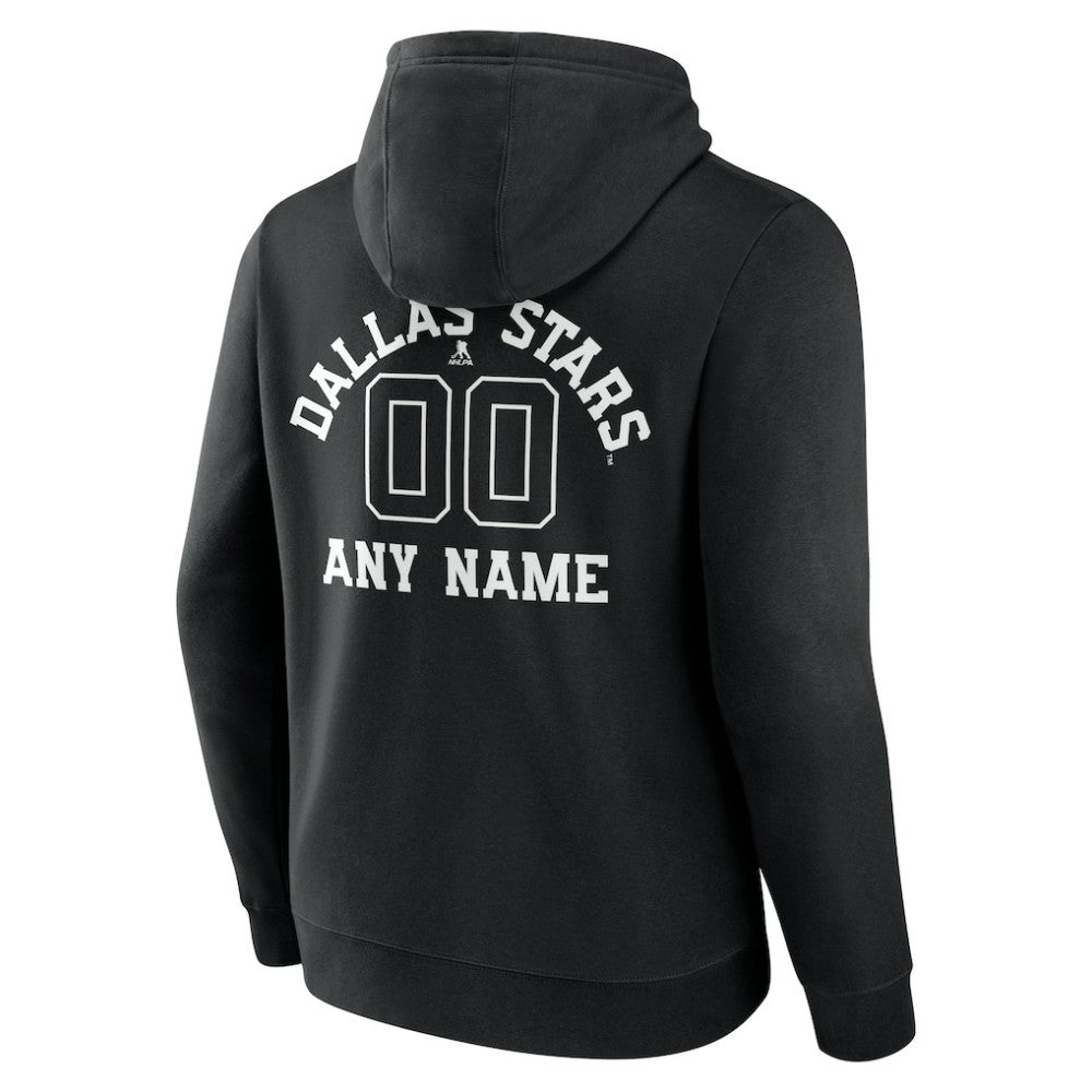 Dallas Stars Personalized Name & Number Monochrome Pullover Hoodie - Black - NHL