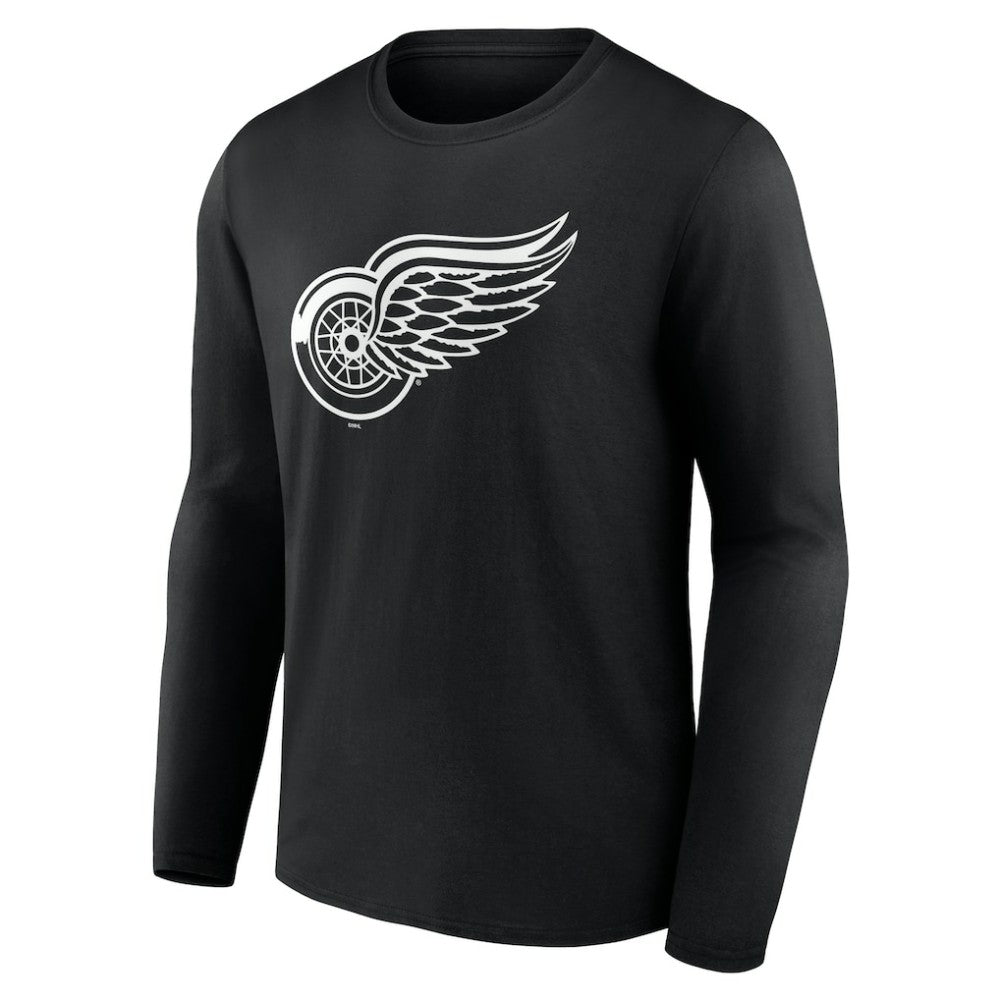 Detroit Red Wings Personalized Name & Number Monochrome Long Sleeve T-Shirt - Black - NHL