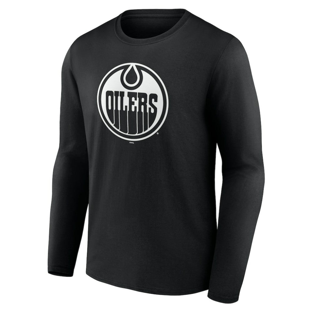 Edmonton Oilers Personalized Name & Number Monochrome Long Sleeve T-Shirt - Black - NHL