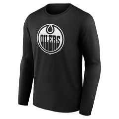Edmonton Oilers Personalized Name & Number Monochrome Long Sleeve T-Shirt - Black - NHL