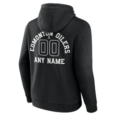 Edmonton Oilers Personalized Name & Number Monochrome Pullover Hoodie - Black - NHL