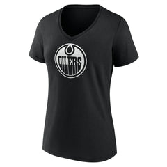 Edmonton Oilers Women's Personalized Name & Number Monochrome V-Neck T-Shirt - Black - NHL