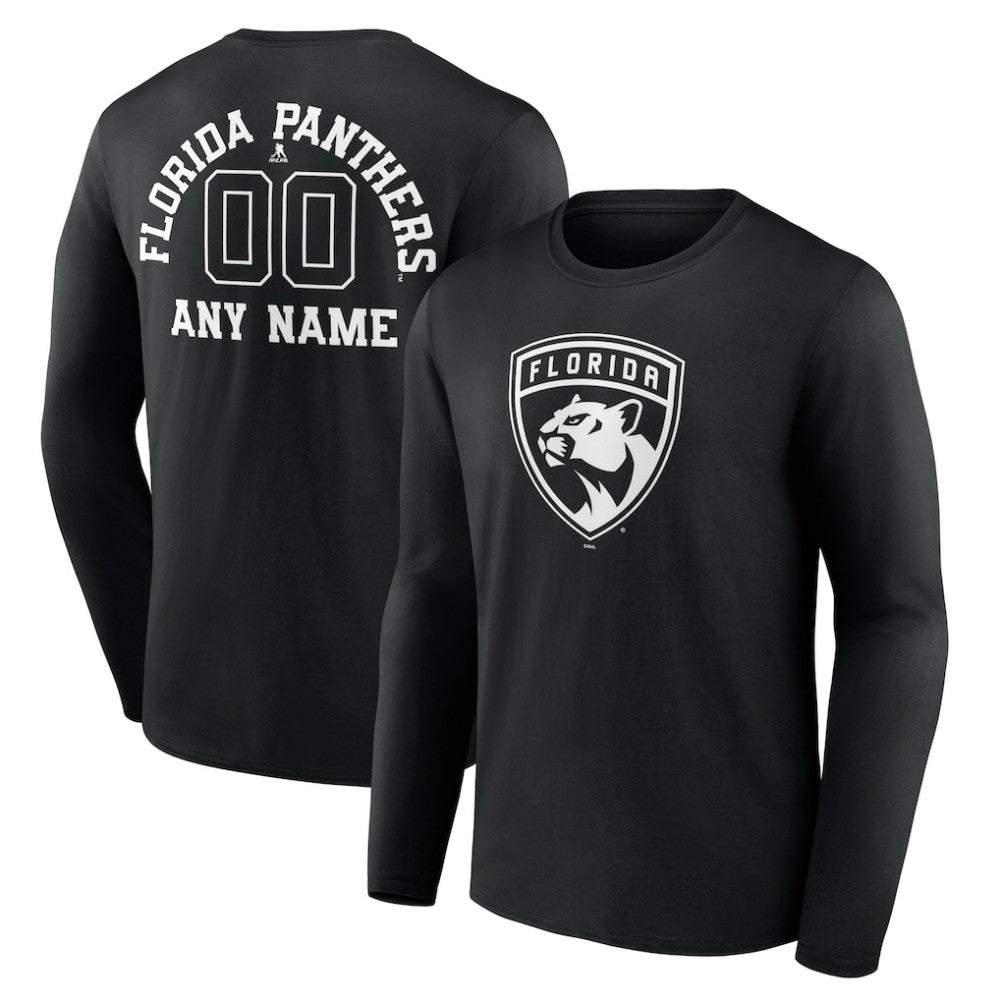 Florida Panthers Personalized Name & Number Monochrome Long Sleeve T-Shirt - Black - NHL