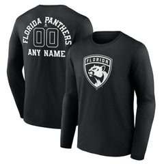 Florida Panthers Personalized Name & Number Monochrome Long Sleeve T-Shirt - Black - NHL