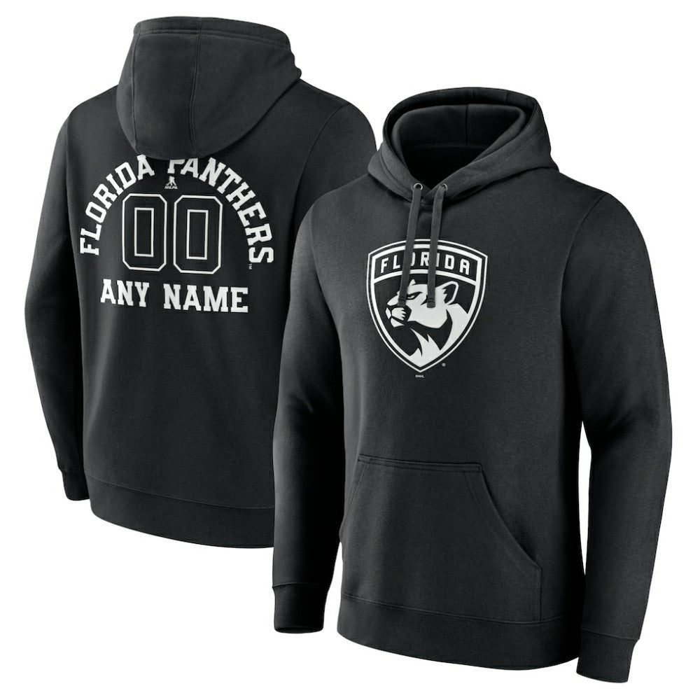 Florida Panthers Personalized Name & Number Monochrome Pullover Hoodie - Black - NHL