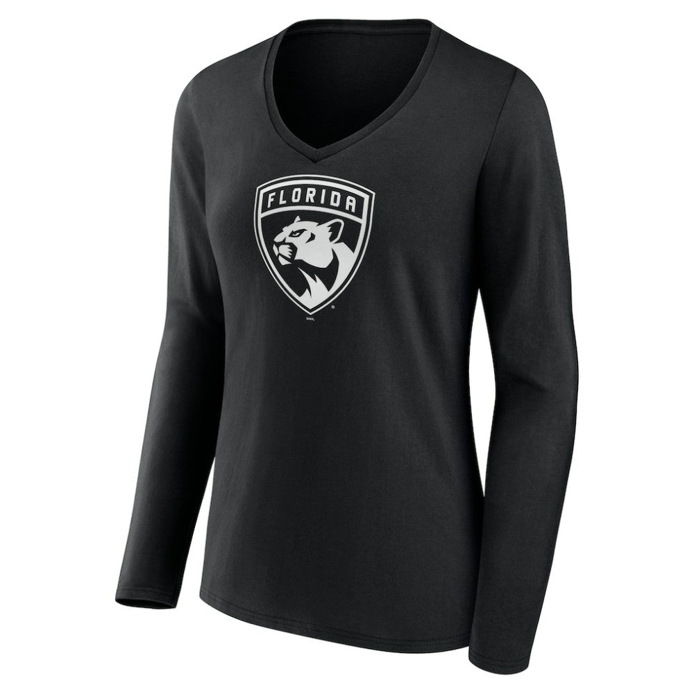 Florida Panthers Women's Personalized Name & Number Monochrome Long Sleeve V-Neck T-Shirt - Black - NHL