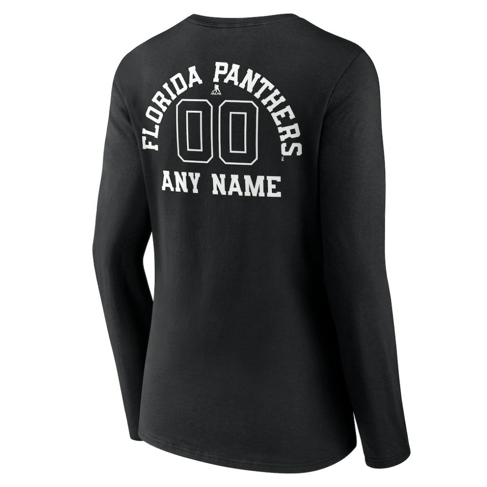 Florida Panthers Women's Personalized Name & Number Monochrome Long Sleeve V-Neck T-Shirt - Black - NHL