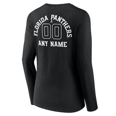 Florida Panthers Women's Personalized Name & Number Monochrome Long Sleeve V-Neck T-Shirt - Black - NHL